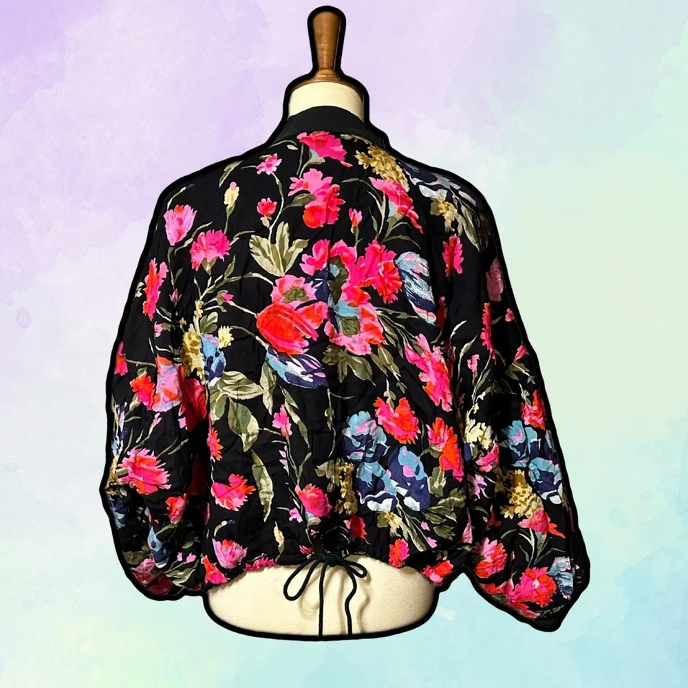 🌈 Cool Embroidered Vintage Floral Oversized Jacket - Picture 3 of 5